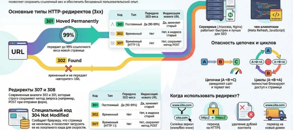 Инфографика наглядно объясняющая что такое перенаправления
