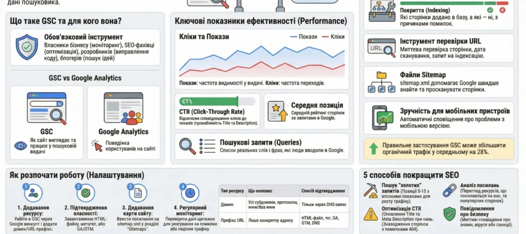 Інфографіка про те, як використовувати Google Search Console
