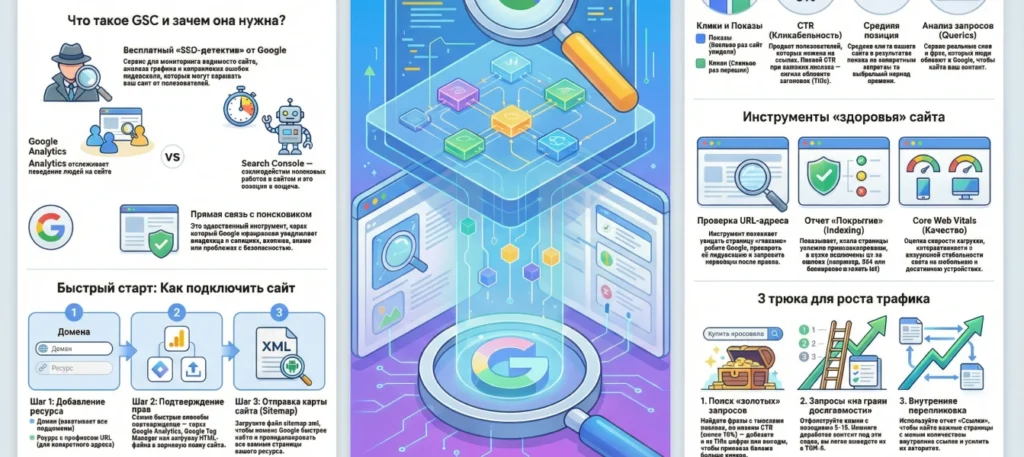 Инфографика о том, как использовать Google Search Console