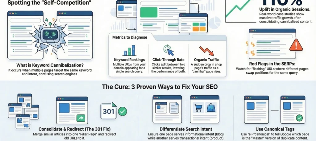 Infographic about page cannibalization