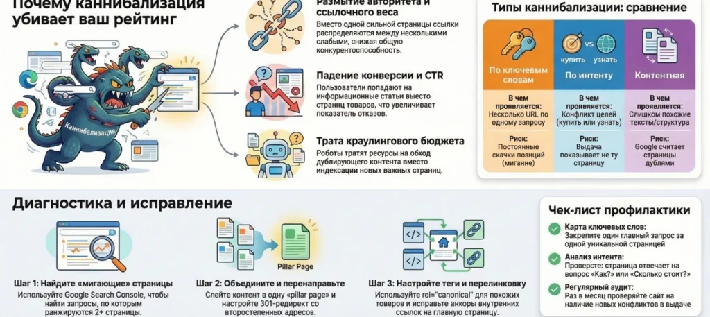 Инфографика о каннибализации страниц