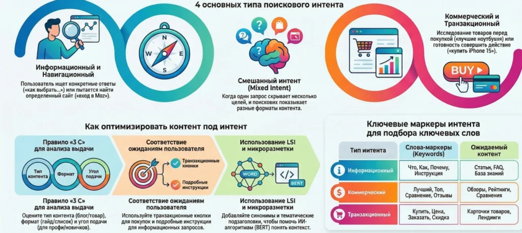 Инфографика о намерениях пользователей при поиске в Google